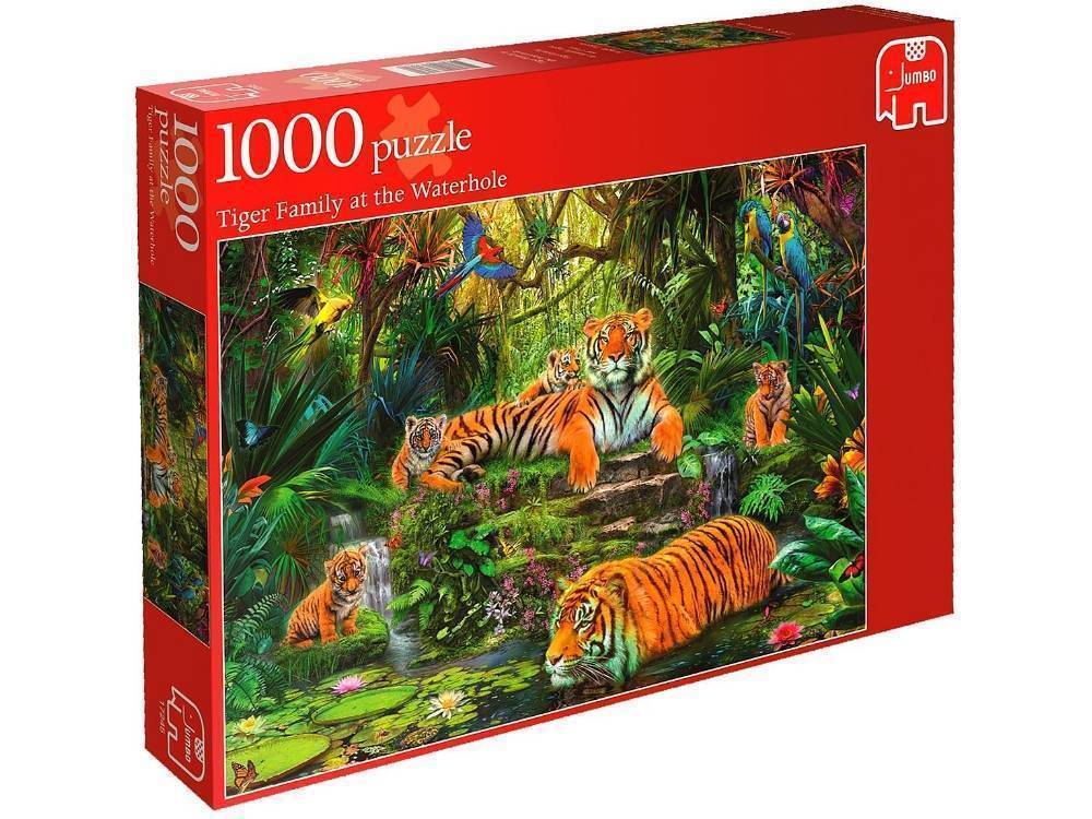 Buy Jumbo - Tiger Family at the Waterhole Puzzle 1000pc