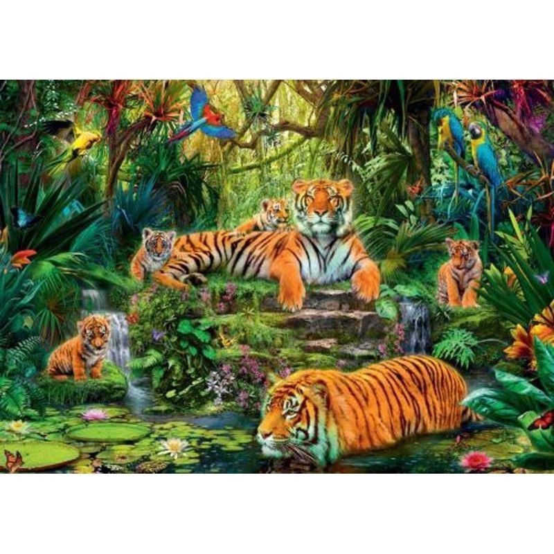Buy Jumbo - Tiger Family at the Waterhole Puzzle 1000pc