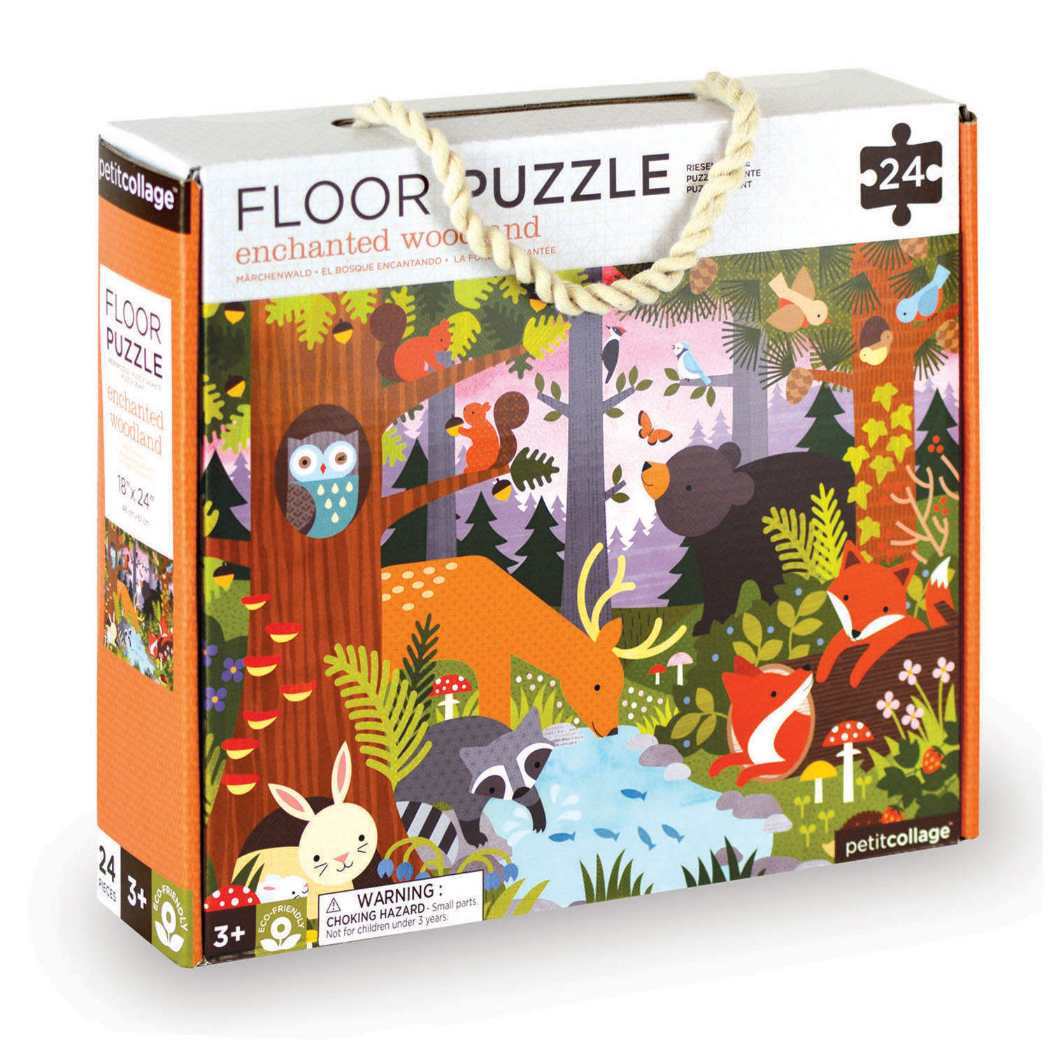Petit Collage Puzzle Pista In Legno Con Camion Gelato - 8 Pezzi + 7 Figure, Gioco Ecologico