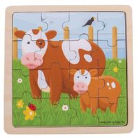 Bigjigs - Cow & Calf Puzzle 16pc