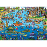 Cobble Hill - Doodletown Gone Fishing Puzzle 1000pc