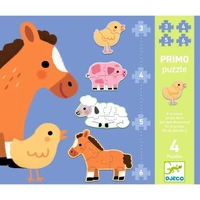 Djeco - Primo Puzzle At The Farm 3,4,5,6pc