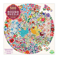 eeBoo - Blue Bird Yellow Bird Round Puzzle 500pc