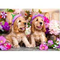 Enjoy - Spaniel Puppies with Flower Hats Puzzle 1000pc