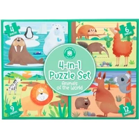 Learning Can Be Fun -  4-in-1 Puzzle Set: Animals of the World