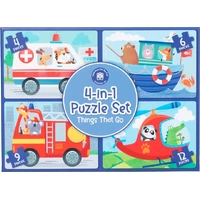 Learning Can Be Fun -  4-in-1 Puzzle Set: Things That Go