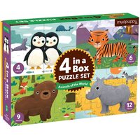 Mudpuppy - 4 in a Box Puzzle Set - Animals of the World