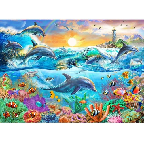 Holdson - Harmony - Dolphins Tropical Wave Large Piece Puzzle 500pc