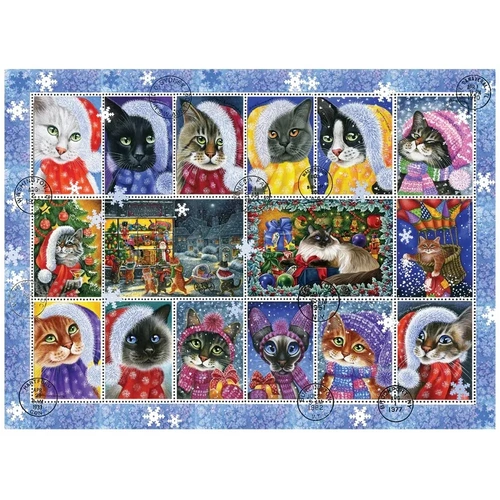 Anatolian - Christmas Cat Stamp Collection Puzzle 1000pc