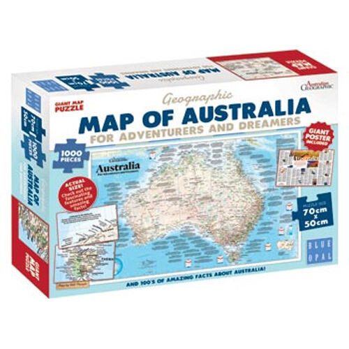 Blue Opal - Map of Australia for Adventures & Dreamers Map Puzzle 1000pc