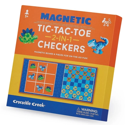 Crocodile Creek - Magnetic Game - Tic Tac Toe & Checkers - Dino
