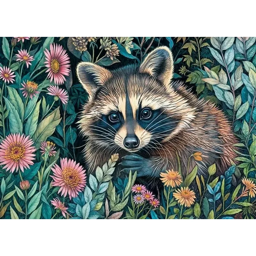 Cherry Pazzi - Raccoon in Flowers Puzzle 1000pc