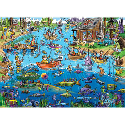 Cobble Hill - Doodletown Gone Fishing Puzzle 1000pc