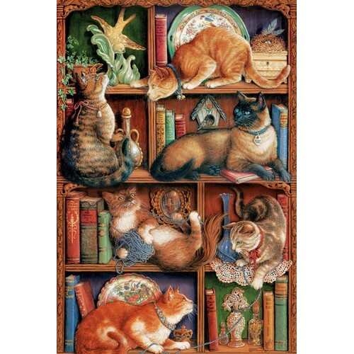 Cobble Hill - Feline Bookcase Puzzle 2000pc