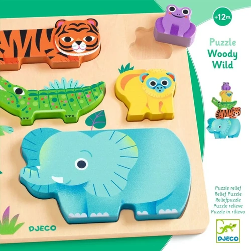 Djeco - WoodyWild Wooden Animal Puzzle