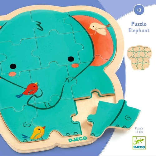 Djeco - Elephant Wooden Puzzle 14pc (DAMAGED BOX)