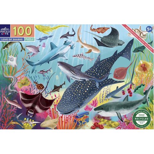 eeBoo - Love of Sharks Puzzle 100pc
