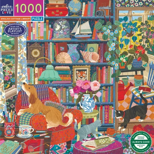 eeBoo - English Cottage Library Puzzle 1000pc