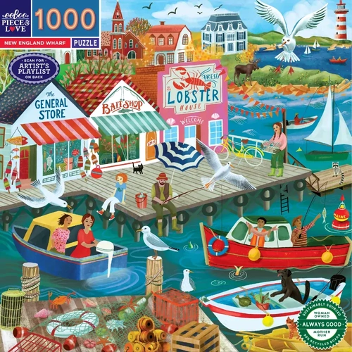 eeBoo - New England Wharf Puzzle 1000pc