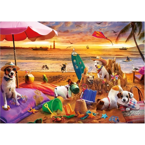 Educa - Dogs Playing At The Beach Puzzle 1000pc
