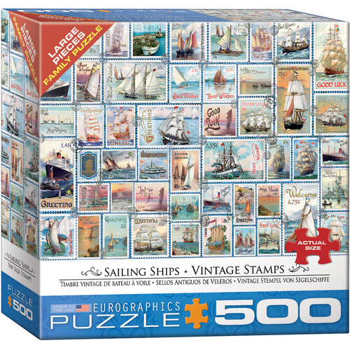 Eurographics - Sailing Ships Vintage Stamps Large Piece Puzzle 500pc