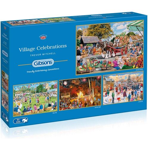 Gibsons - Village Celebrations Puzzle 4 x 500pc