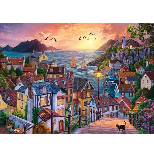 Holdson - Sunsets, Coastal Town at Sunset Puzzle 1000pc