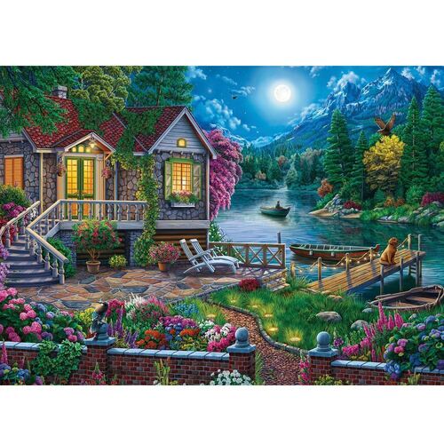 Holdson - Sunsets, Moonlight House by Lake Puzzle 1000pc