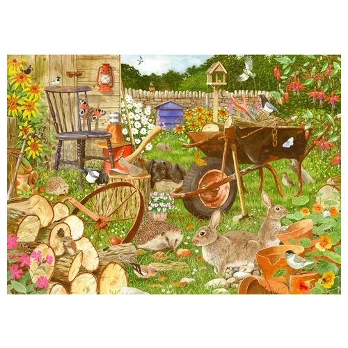 Holdson - Garden Visitors Rabbits in the Woodpile Puzzle 1000pc