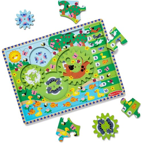 Melissa & Doug - Wooden Animal Chase Gear Puzzle 24pc