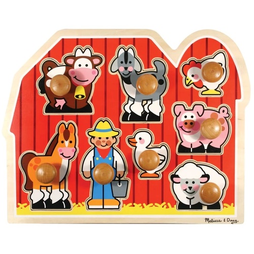 Melissa & Doug - Large Farm Jumbo Knob Puzzle 8pc