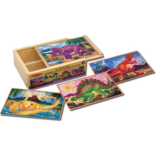 Melissa & Doug - Dinosaurs Puzzles in a Box 12pc