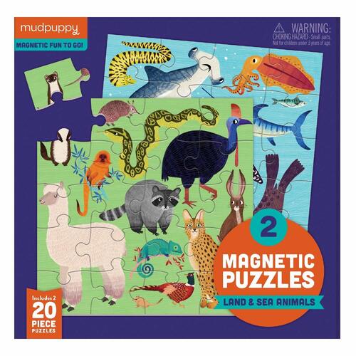 Mudpuppy - Magnetic Puzzle - Land & Sea Animals
