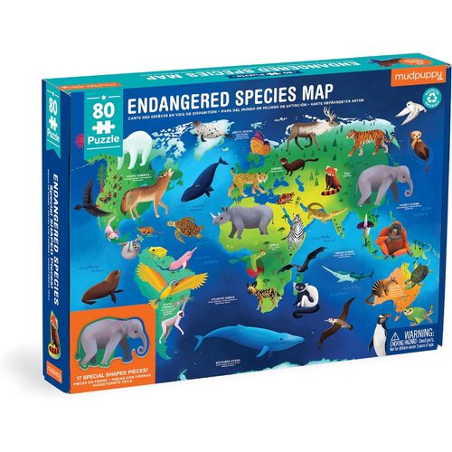 Mudpuppy - Endangered Species Map Puzzle 80pc
