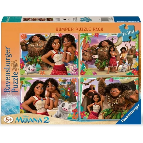 Ravensburger - Disney Moana 2 Bumper Puzzle Pack 4x100pc