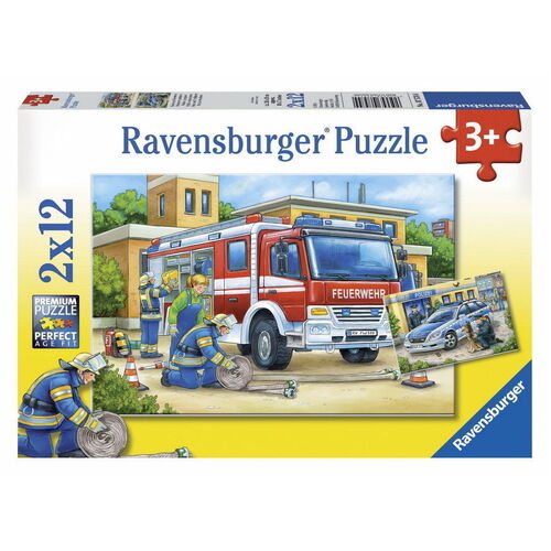 Ravensburger - Police and Firefighters Puzzle 2x12pc
