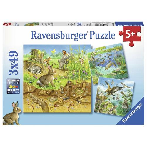 Ravensburger - Animals in their Habitats Puzzle 3x49pc