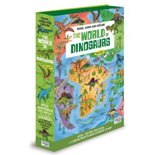 Sassi Junior - Travel, Learn & Explore - World of Dinosaurs Book + Puzzle 200pc