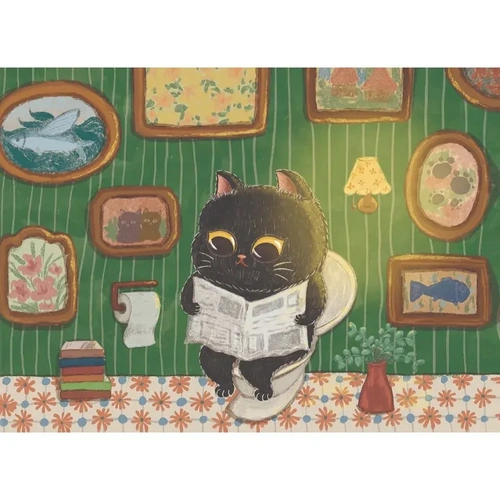 The Puzzle Collab - Black Cat on The Toilet Puzzle 500pc