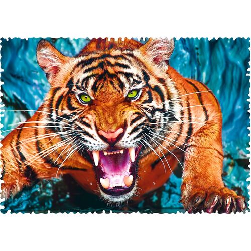 Trefl - Crazy Shapes - Facing a Tiger Puzzle 600pc